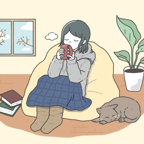 部屋でリラックスする女性
