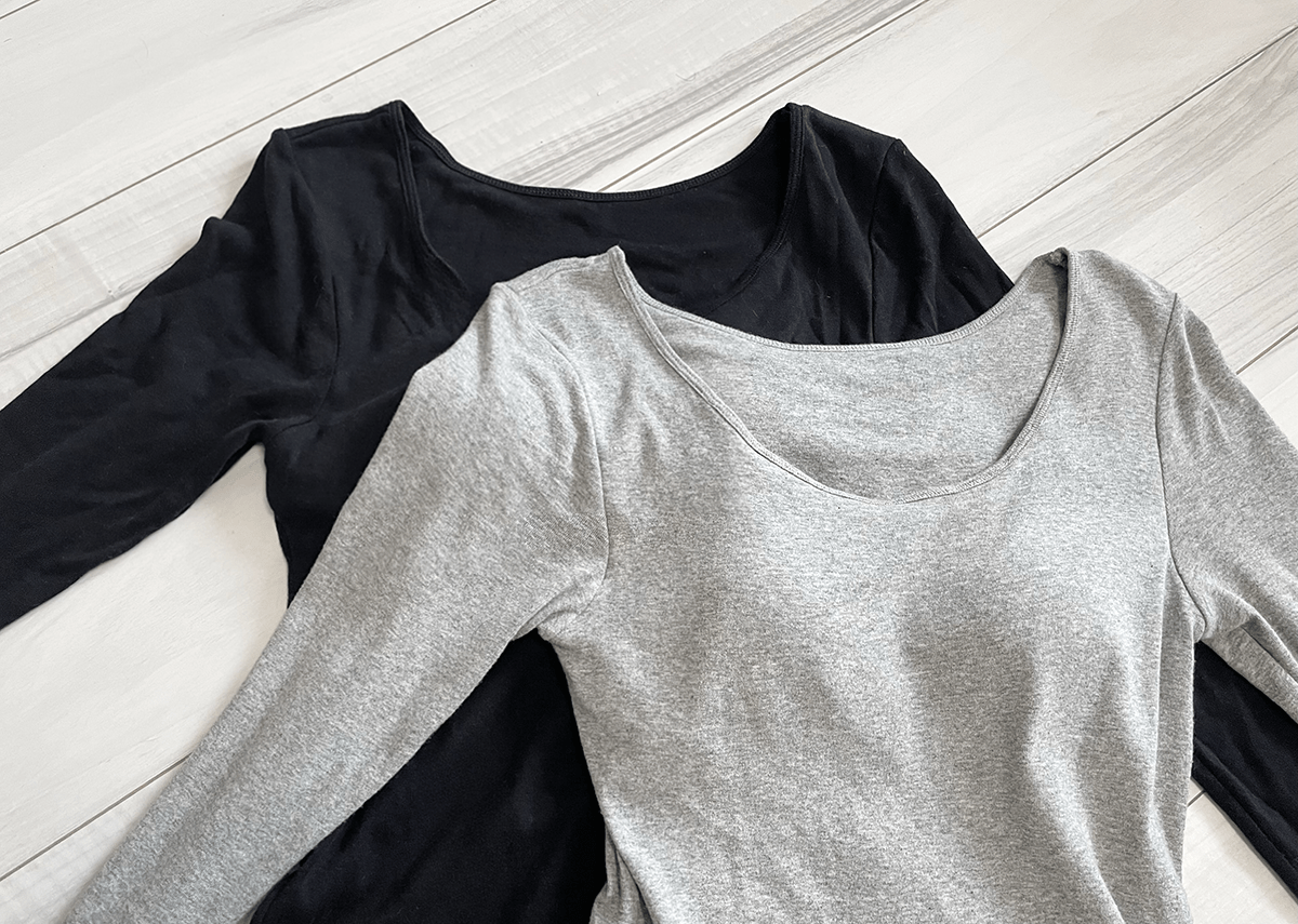 シロハト 素肌にやさしくフィット 綿100％ カップ付き長袖インナー